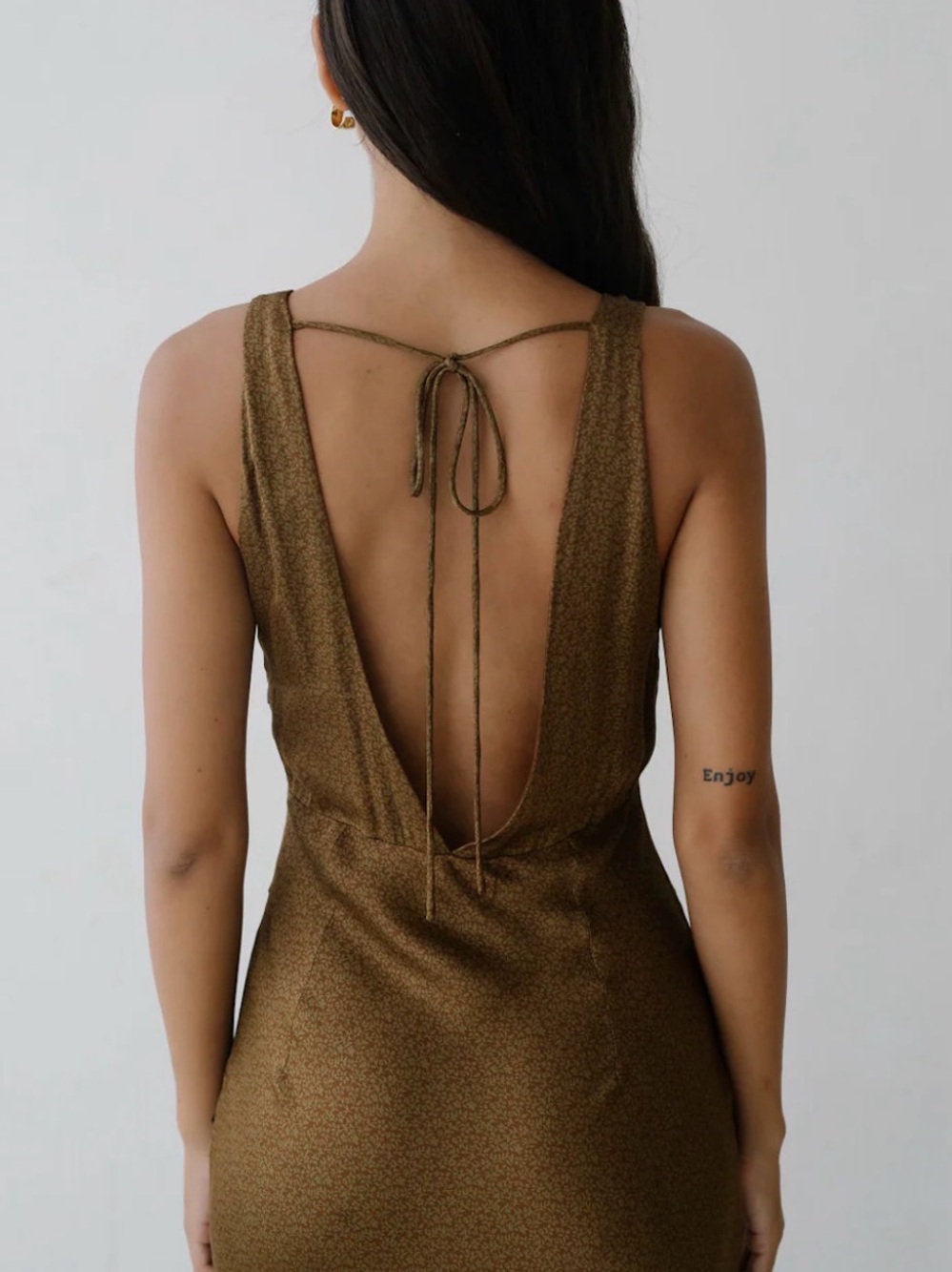 Gillia Elegant Casual Brown Backless Maxi Dress Sz S Viscose